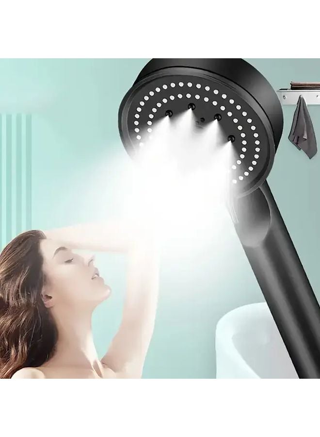 Black High Pressure Shower Head With 5 Adjustable Spray Settings And Hose - Image 4